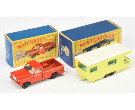 Matchbox Regular Wheels  pair (1) 23d Trailer Caravan - lemon yellow type A body, white plastic roof, pale blue interior with