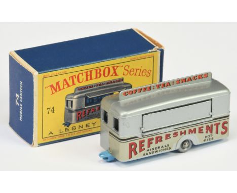 Matchbox Regular Wheels 74a Mobile Refreshments Canteen Stannard Code 9 - metallic silver type B body mid blue interior &amp;