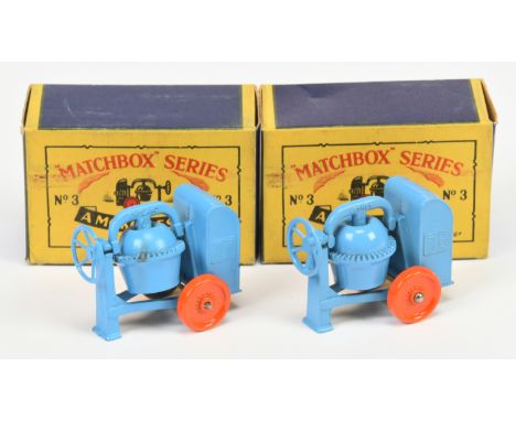 Matchbox Regular Wheels 3a Site Mixer pair (1) Stannard Code 1 - type A body with cast engine cover handle, type A barrel wit