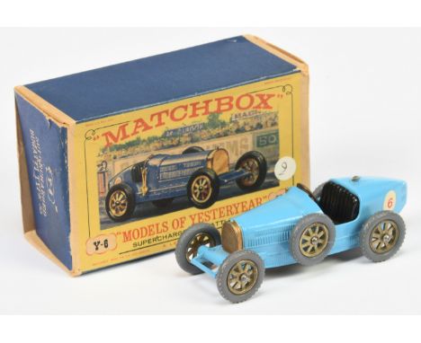 Matchbox Models of Yesteryear Y6 1926 Type 35 Bugatti - French racing blue body, black baseplate, gold radiator grille, brass