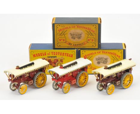 Matchbox Models of Yesteryear Y9 1924 Fowler "Big Lion" Showmans Engine group to include, 2x Dark Maroon body, 1x Red body wi