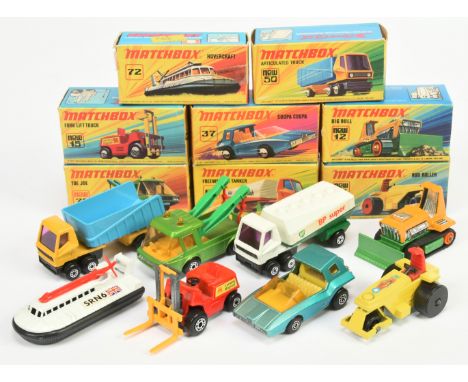 Matchbox Superfast, a mixed boxed group of mainly commercial vehicles to include, 21b Rod Roller, 12b Big Bull Bulldozer, 37b