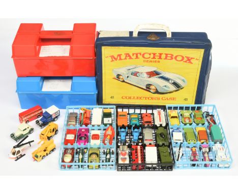 Matchbox Superfast group of Collector cases including 48 car case with 3 x light blue plastic trays, containing 36 x Superfas