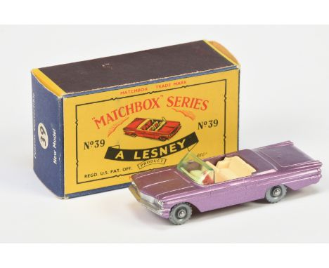 Matchbox Regular Wheels 39b Pontiac Bonneville Convertible - Stannard Code 1 - metallic purple body, pale green windscreen, c