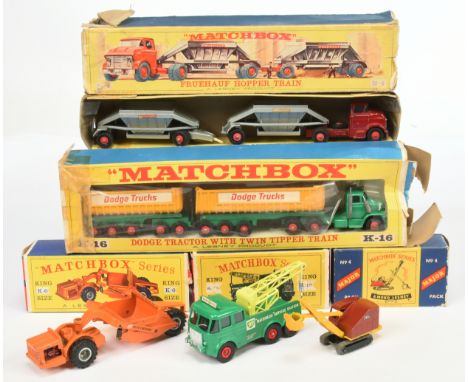 Matchbox King Size group (1) K16 Dodge Tractor Unit with twin Tipper Trailers (2)&nbsp; Major Pack M4 Racing Car Transporter 