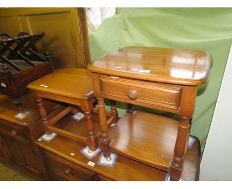 An Ercol medium elm single drawer side table and a further small table (2) 