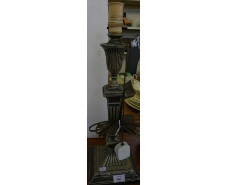 A silver-plated table lamp of pedestal form (sold electrically untested) 