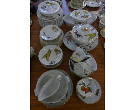 A quantity of Royal Worcester Evesham pattern tableware to include serving dishes, plates, bowls, sauceboat and other items. 