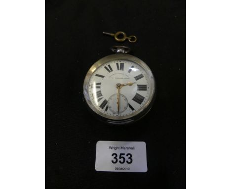 A silver open face pocket watch, the white enamel dial with Roman numeral hour markers and subsidiary seconds dial signed Gan