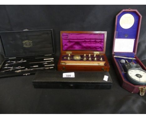 A mixed lot comprising a cased Sikes Hydro meter, a cased Thorntons Technical drawing set, an RMP speed tester and a further 