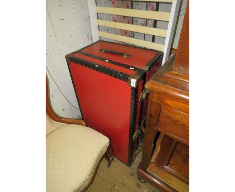 A Vintage red storage trunk 