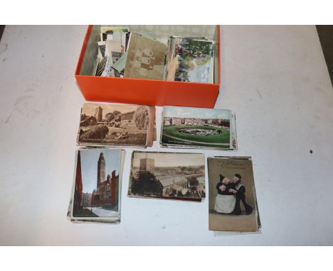 A box of vintage postcards