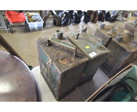 Two metal 2 gallon fuel cans named to Esso, both with lids 