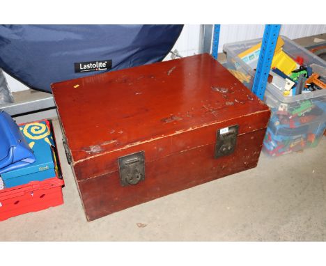 An Oriental lacquered trunk