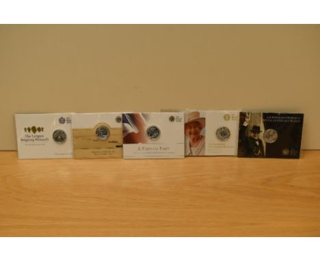 Five Royal Mint Twenty Pound Silver Coins, 2013 Timeless First The George &amp; The Dragon, 2014 Outbreak WWI, 2015 The Longe
