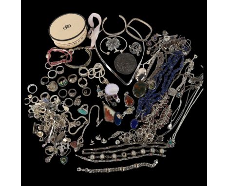 A large quantity of silver jewellery, including bracelets, necklaces etc, 700g grossLot sold as seen unless specific item(s) 