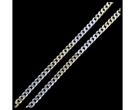 An Italian 14ct white and yellow gold flat curb link chain necklace, by Midas, necklace length 54cm, 35.2gNo damage or repair