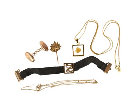 Various 9ct gold jewellery, including Art Deco initial Z bracelet, military pin etc, 12.3g grossLot sold as seen unless speci