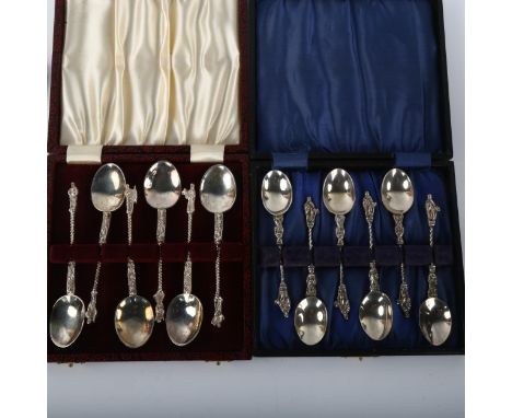 2 cased sets of 6 silver Apostle teaspoons, including Sheffield 1893 and London 1910No damage or repairs, only light surface 