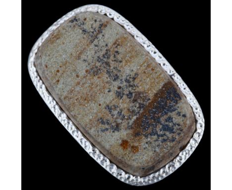 A modern sterling silver dendrite panel ring, setting height 29.3mm, size N, 12.6gNo damage or repairs, only light surface we