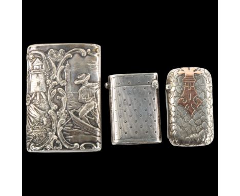 3 Continental silver Vesta cases, largest length 6.5cm (3)No damage or repairs, only general surface wear and a few light den
