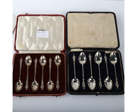 2 cased set of 6 silver Apostle teaspoons, including Birmingham 1900 and 1933No damage or repairs, only light surface wear 