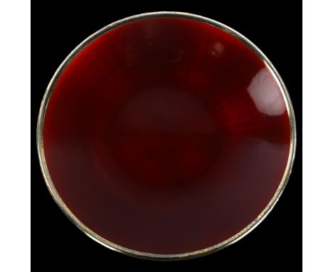 DAVID ANDERSEN - a large Norwegian vermeil sterling silver and red enamel dish, model no. 4156, diameter 15.5cm, 6.4ozNo dama