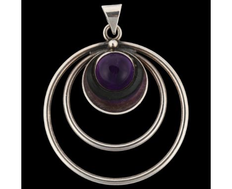 NIELS ERIK FROM - a Danish modernist sterling silver and amethyst pendant, height 42.7mm, 6.1gNo damage or repairs, only ligh