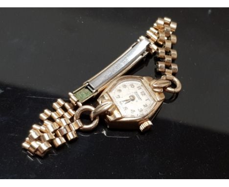 LADIES ROTARY WRISTWATCH WITH ROLLED GOLD BRACELET AND 9CT CASE