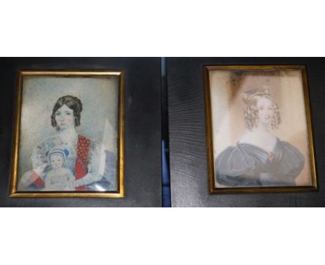 J Marchmont Moore (fl. c 1835), miniature portrait of Eliza Cazamajor Rogers (1806-1849), and another of Ann Marting Arnold a