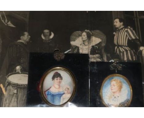 Alice May Cook (1876-1960), miniature portrait of Marjory Hawtrey as Elizabeth I and another portrait of a mother and child