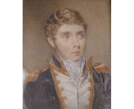 Alice James (fl. 1887-1897), miniature portrait of a young 19th century naval officer, watercolour on ivory, signed and dated