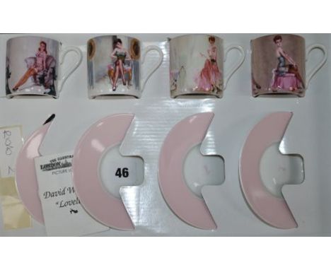 A David Wright bone china tea cups & saucers