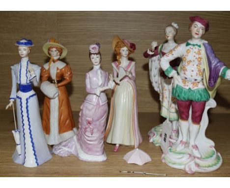 Two Spode figures and four others