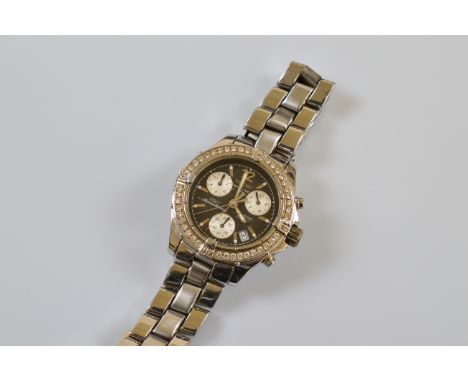 A Breitling gentleman's Colt Ocean quartz Chronograph with black dial, three subsidiary dials in white with later set diamond