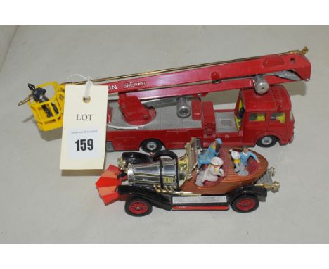 Corgi toys; "Chitty Chitty Bang Bang"; and "Simon Snorkel Fire Engine".