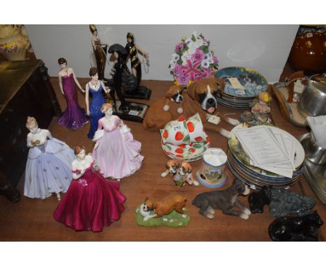 House of Erte figurines, to include: Symphony in black limited edition no. M2812; Iris; pearls and emeralds; three Royal Worc