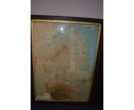 A 20th Century Ordnance Survey Map of Northumberland, framed.