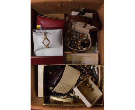 A lady's wristwatch by Rotary, in case; together with miscellaneous costume jewellery; and other items.