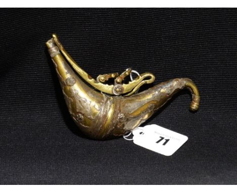     A Brass &amp; White Metal Middle Eastern Shot Flask                                 