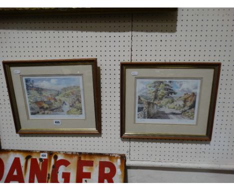     S.J Bourne, A Pair Of Coloured Rural Landscape Prints                           