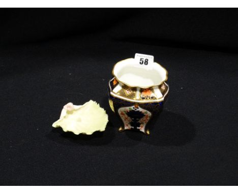     A Royal Crown Derby Imari Pattern Vase, 4" High, Together With A Royal Worcester Scallop Dish With Printed Green Mark    