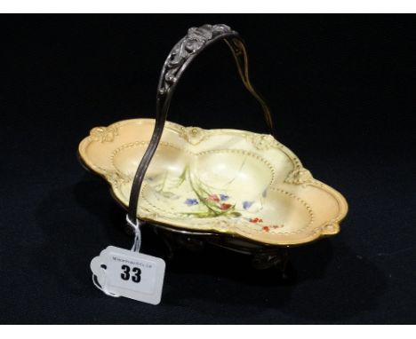     A Royal Worcester Sweet Meats Dish Within A Plated Stand, Printed Puce Mark &amp; No 1992, 8" Across                     
