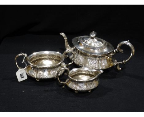     A Plated Three Piece Tea Service                                                