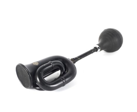 A vintage King of the Road Type 38 horn. With mesh covered, black painted metal horn and rubber end, 55.5cm long Condition Re