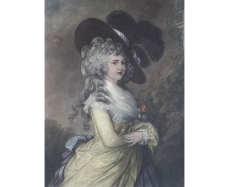 After Thomas Gainsborough (1727-1788), a mezzotint after Thomas Gold Appleton (1812-1884). A portrait of the The Duchess of D