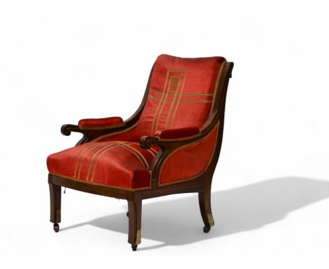 Gustave SERRURIER BOVY (1858-1910) Armchair, wooden frame and original tapestry. Normal wear - Weight: 18.00 kg - Shipping un