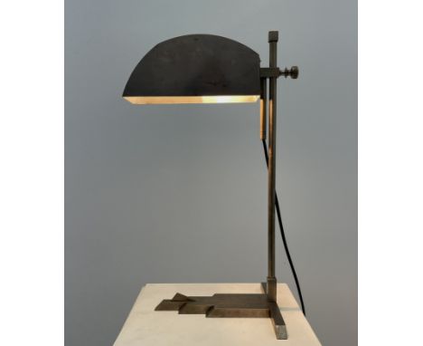 Marcel BREUER (1902-1981) Bauhaus Desk lamp in patinated nickel-plated brass, signed on the base " exposition Marcel Breuer P