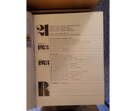 Automobile Year hardback bound volumes. 46 annuals numbering from 15 to 61 inclusive covering the years 1967-2014. In excelle