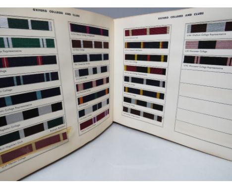A VINTAGE MOSS BROS TEXTILE REFERENCE BOOK OF OLD BOYS, UNIVERSITY, CLUB AND REGIMENTAL COLOURS, sections comprising, Old Boy